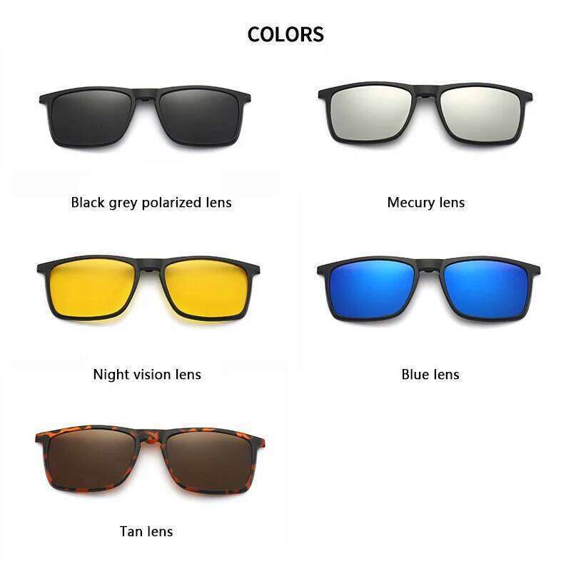 6 In 1 Polarized Sunglasses Men Women Magnetic Clip On Glasses TR90 Optical Prescription Eyeglass Frames Magnet Clips 2249 Z260306