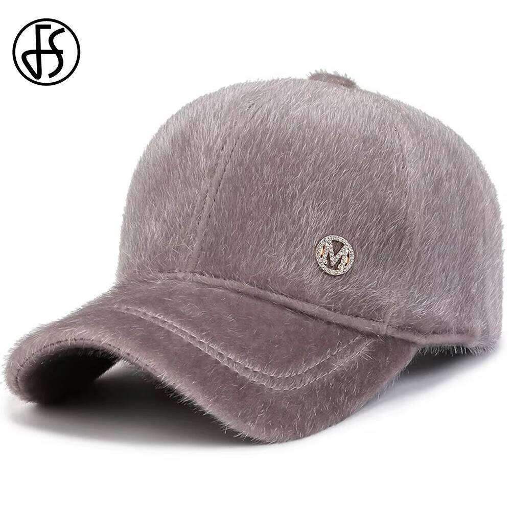 FS Gray Purple Warm Plush Winter Baseball Caps For Men Luxury Brand Women Hats Outdoor Windproof Golf Hat Casquettes Hommes 2026 Y260304