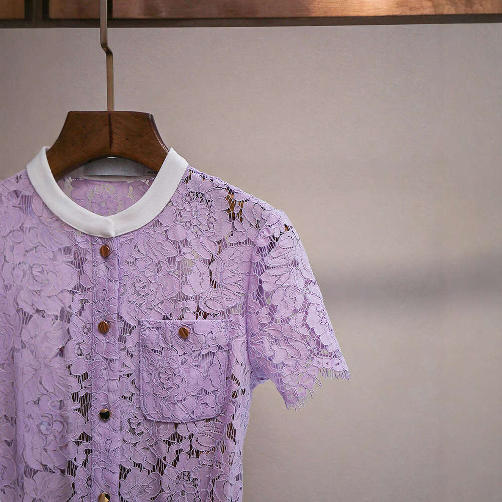 2026 Spring and Summer New French High end Social Embroidered Lace Round Neck A-line Waist Long Dress for Women