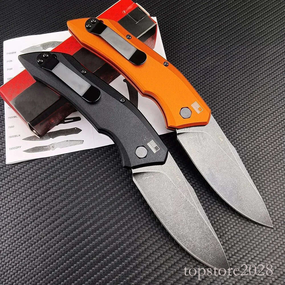 2024 KS 7100 7350 7550 pocket knife Launch 1 Assisted Tactical Folding Knife Stonewashed Blade Aluminum Handle Quality Outdoor Hunting Camping Surviva