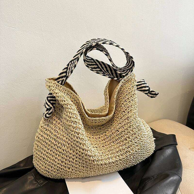 Fashion Straw Beach Basket Women Rattan Large Capacity Woven Hand-made Handbag Female Purse Totes Shoulder Bag XJ260306