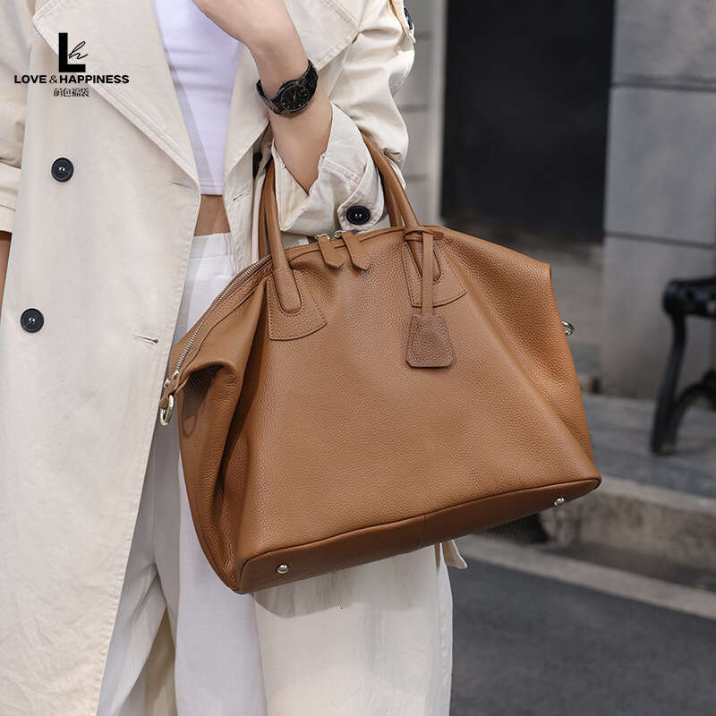 New Euro Fashion Designer High-end Huge Tote Soft Natural Cow Leather Women's Handbag Large Capacity COWSKIN Duffle Bag SENYY