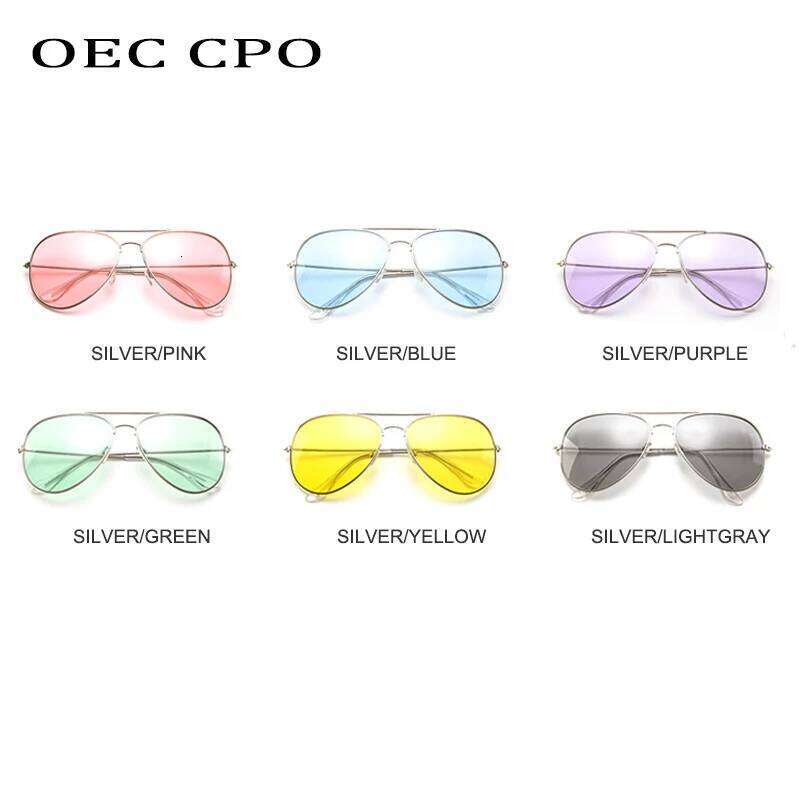 Fashion Clear Color Pilot Sunglasses Brand Pink Blue Lens Sun Men Women Outdoor Glasses O644 Z260306