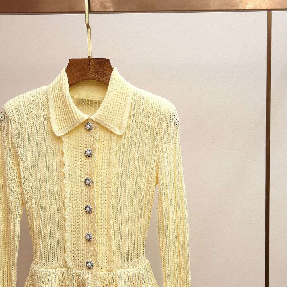 2026 Designer High end Women's Clothing A12 Spring New Elegant Small Fragrance Style Design Splicing Knitted Women's Clothing