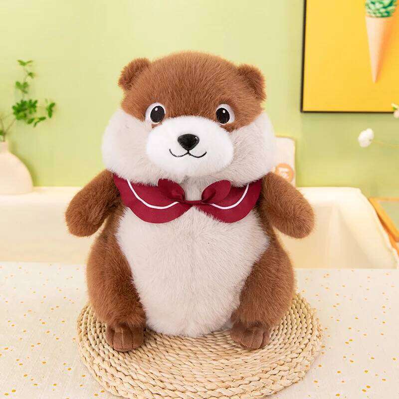 1PC 24cm/9.44in Cute scarf, groundhog, plush toy, claw machine doll, children's sleeping pillow, navy rat R260908 - view 4