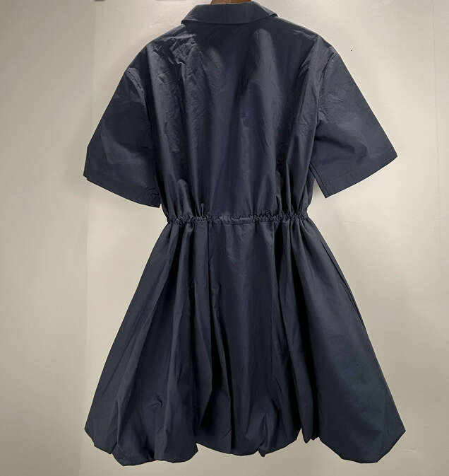 2026 spring and summer new designer French niche solid color lace lace lace lace up slim fit shirt collar dress