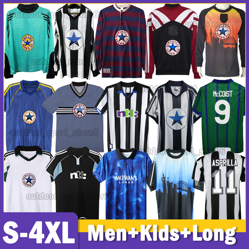 4XL Newcastle Retro 1980 82 Soccer Jerseys SOLANO LUQUE 1995 97 98 Football Shirts OWEN SHEARER 2001 03 05 Long Sleeve ASPRILLA ALBERT 1984 1988 Goalkeeper BEARDSLEY