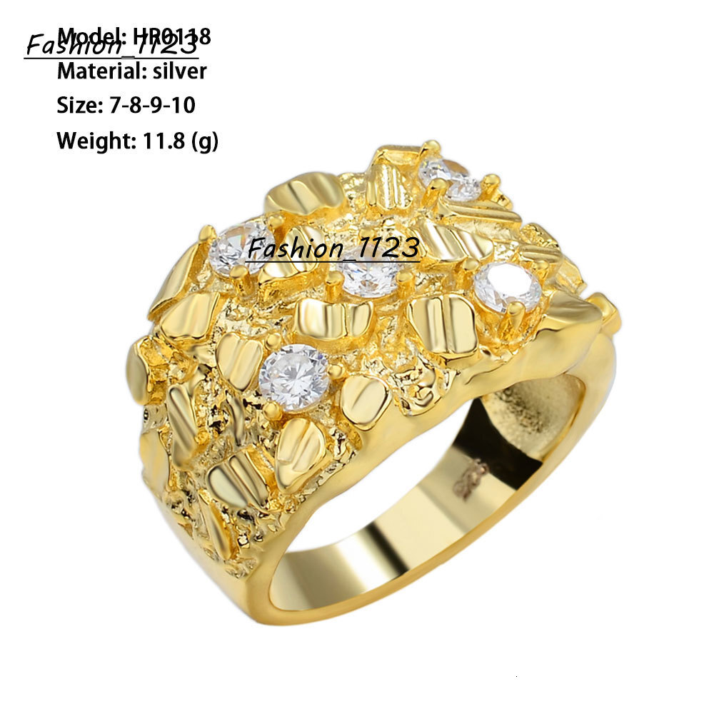 High Quality Vintage VVS Moissonite Factory Directly Hip Hop Jewelry Square Nugget Classic Silver Plated Rings for Gift