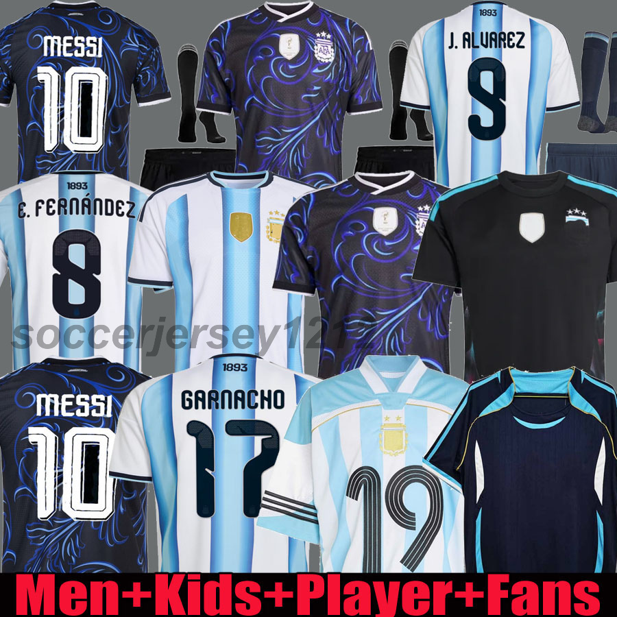 2026 soccer Jerseys ArgentinaS Fan player 2025 ENZO ALVAREZ DI MARIA MESSIS kids kit football shirt long MARTINEZ 25 26 27 DYBALA DE PAUL J.Alvarez 2006 Retro RIQUELME
