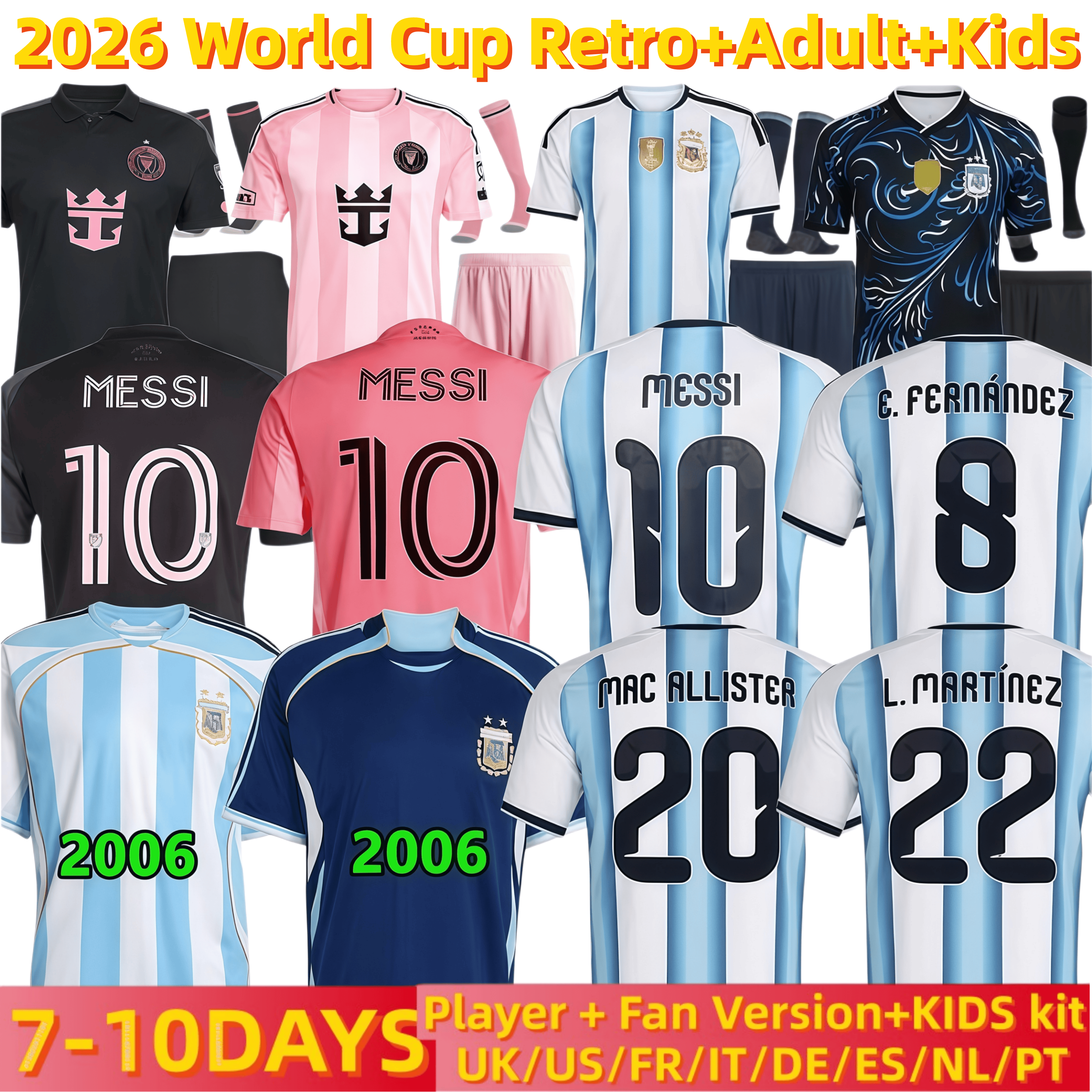 2026 World Cup ArgentinaS soccer Jerseys MESSIS GARNACHO DE PAUL National Team MARTINEZ KUN AGUERO Maradona Football Shirts 26 27 Miami Martinez FC Women men kids Kit