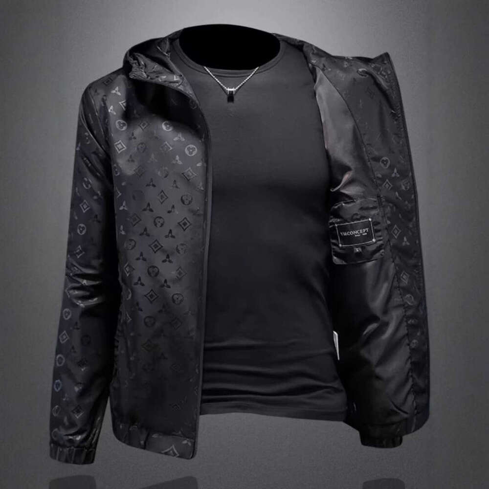 Spring Best-Selling Dark Pattern Hooded European Fashion Big Brand Plus Size Men's Jacket Luanyun