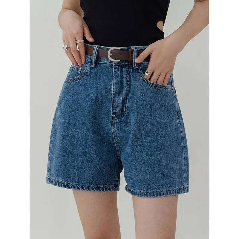 ZHISILAO Casual High Waist Denim Women Pocket Basic Wide Leg A-line Jeans Shorts Femme Summer 2022 XJ260306