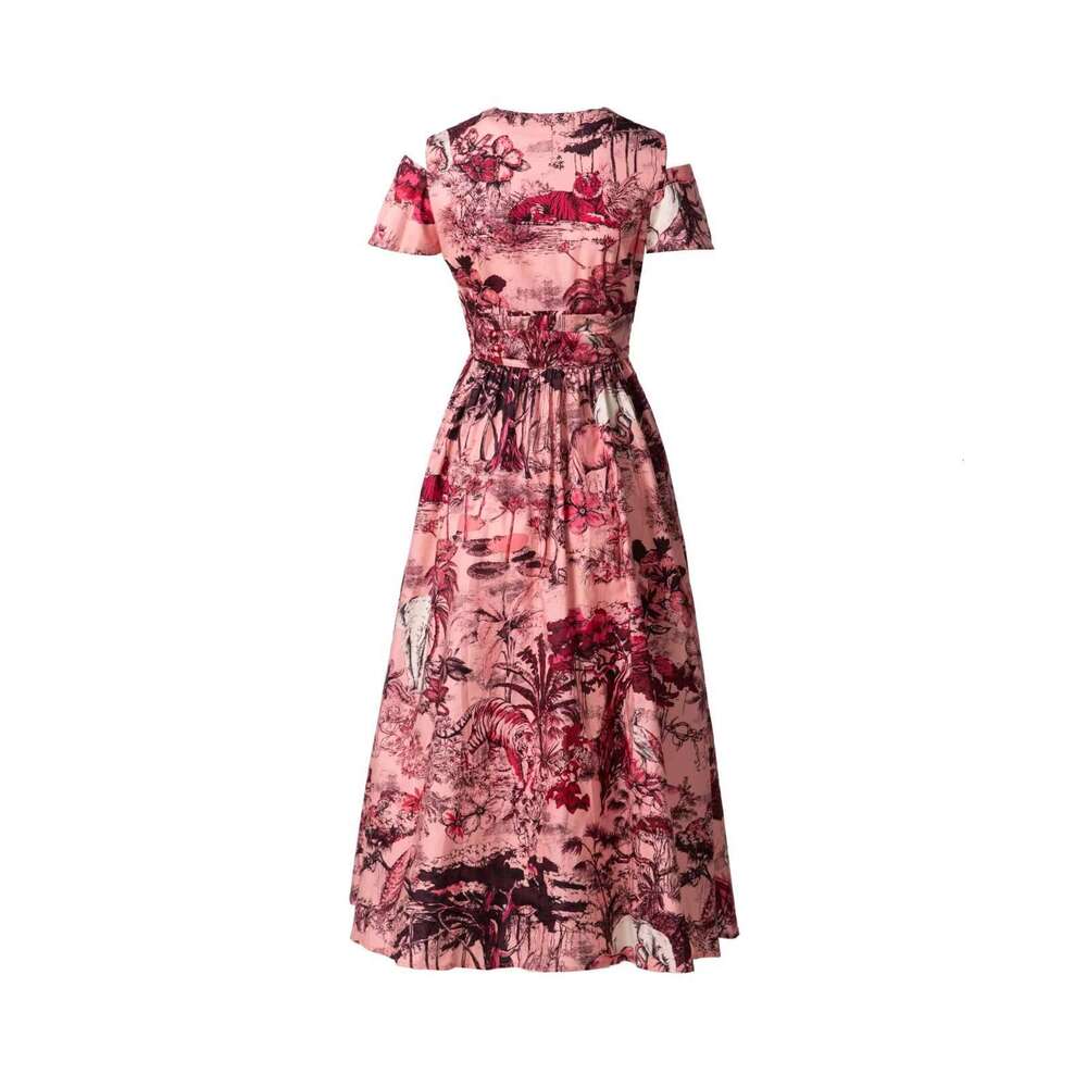 2026 Spring and Summer New Celebrity Women's Short sleeved Medium to Long Printed Fresh Dress with French Floral Charm