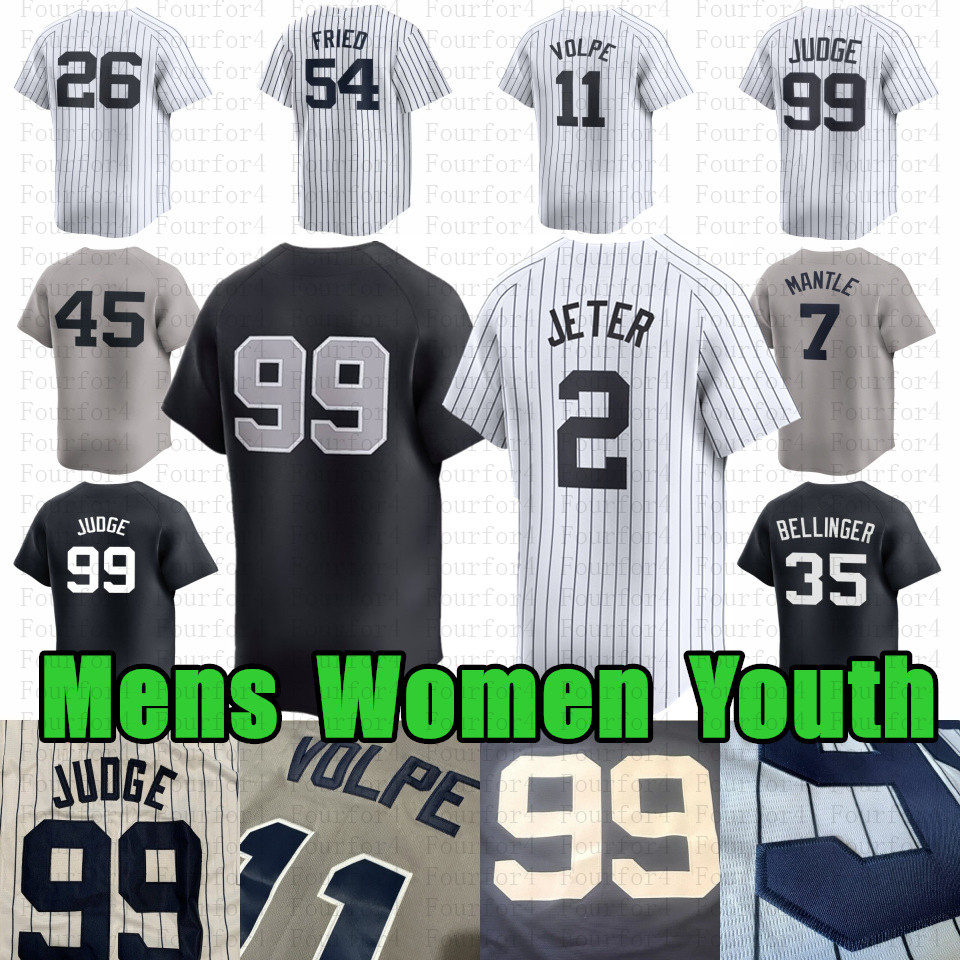 Aaron Judge Cody Bellinger Baseball Jersey Anthony Volpe Derek Jeter Gerrit Cole Giancarlo Stanton Max Fried Babe Ruth New York Chisholm Jr Yankee Austin Wells