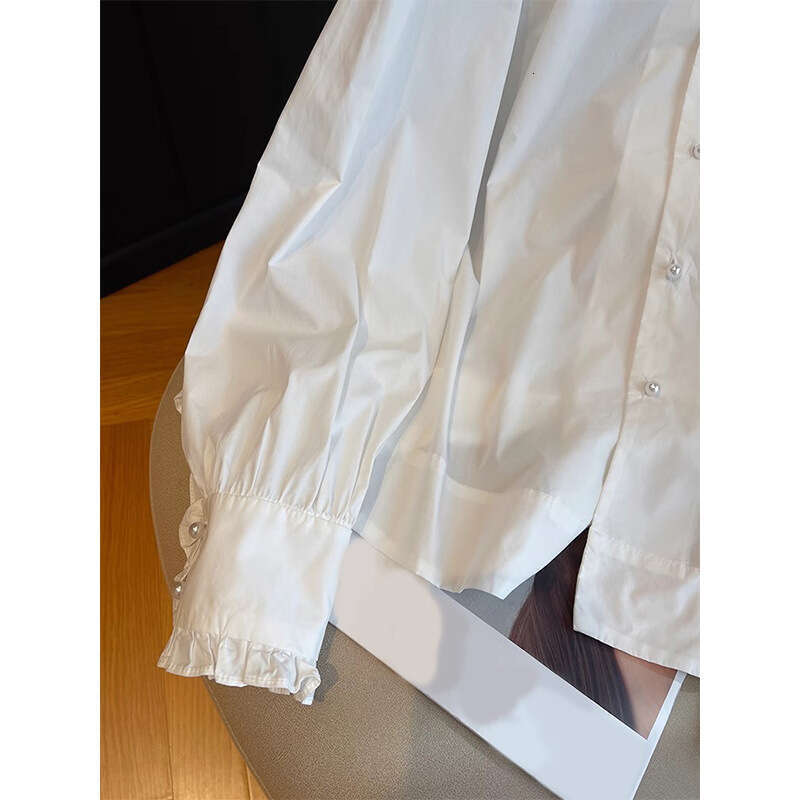 2026 designer's new European style women's palace style pleated stand up collar shirt with unique creativity