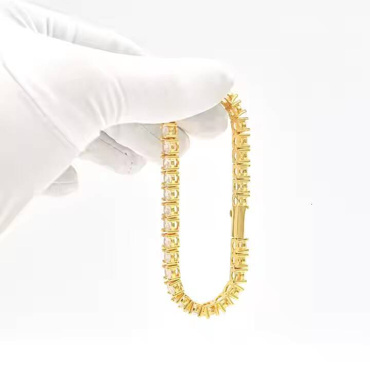 Wholesale VVS Moissanite Tennis Link Chain Bracelet New Design Chain Hip Hop Fine Jewelry for Men Women Girl