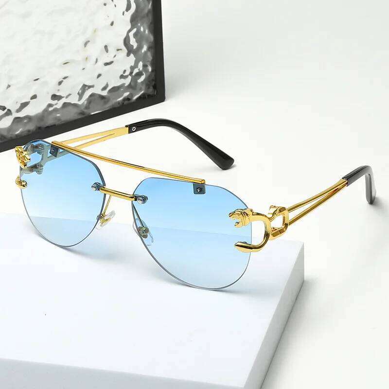 New Rimless Sunglasses Pilot Fashion Frame Women Men Large Round Sun Glasses for Female Male Gradient Traveling Oculos Z260306