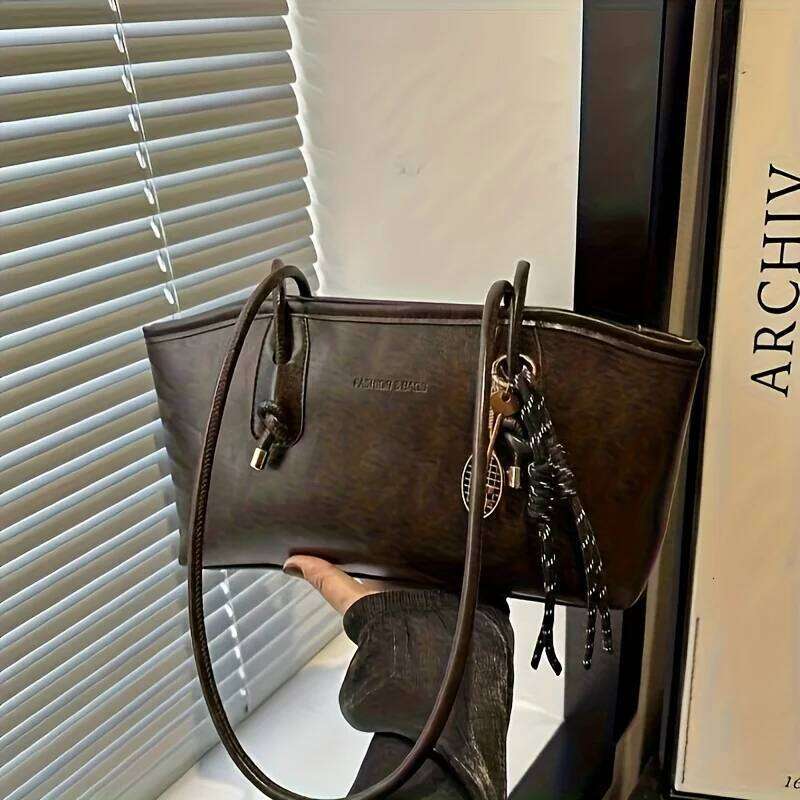 Chic Soft Leather Handbag Shoulder Bag, Black, White, Brown, Coffee, Convertible Tote Bags for Women, Work, Travel, Everyday Use XJ260306