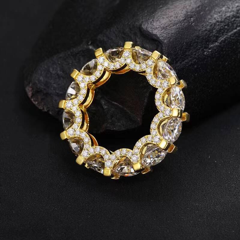 Fine Engagement Jewelry 18k Gold Plated 925 Sterling Silver Vvs Moissanite Diamond Wedding Ring for Men Women