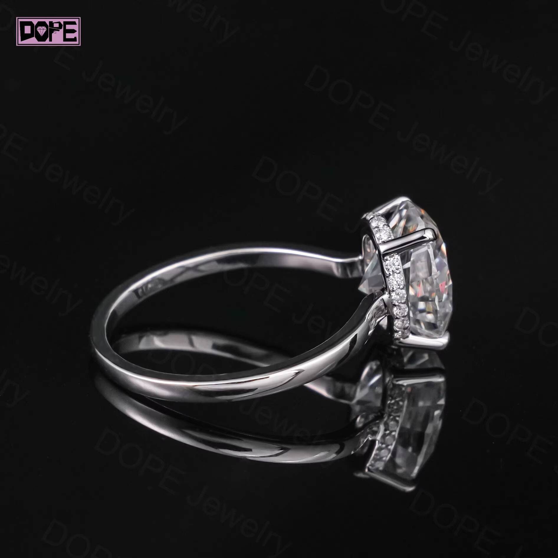 Custom Jewelry Moissanite Ring 925 Silver Hidden Halo 3CT Oval Cut Women Engagement Wedding Ring