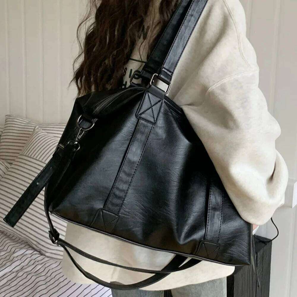 Capacity Black Shoulder Bags For Women Large Shopper Solid Color Soft Leather Crossbody Handbag Lady Travel Tote Bag XJ260306