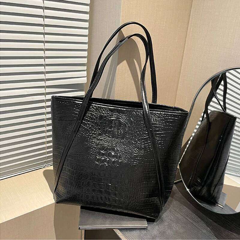 Simple And Versatile Crocodile Print Tote Bag, Large CapacityFashion Hand Bill Shoulder Women's Bag XJ260306