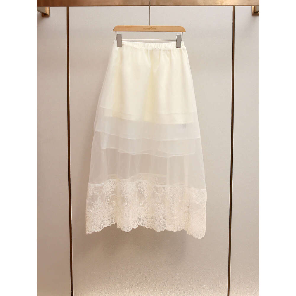 2026 A15 high-end women's clothing autumn new style French romantic lace mesh patch medium long skirt