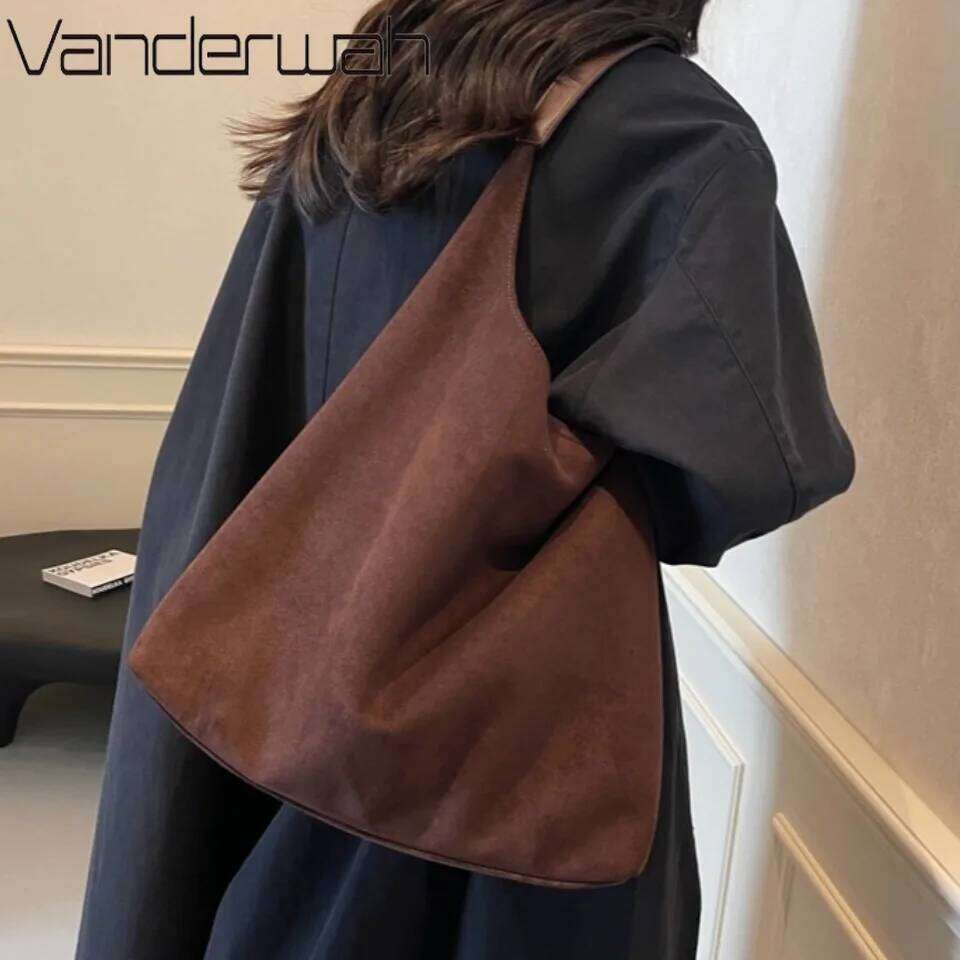 Winter Style Vintage 2 in 1 Women's Large Capacity Suede ShoulderHand Bag Casual Tote Commuter Bags For Women Retro Handbags XJ260306