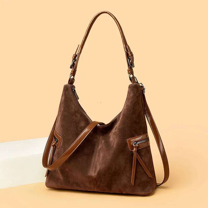 Retro Suede Tote Women Bags Casual Shopping Commute Handbags Ladies Large Capacity Solid Color Shoulder Bag 2026 XJ260306