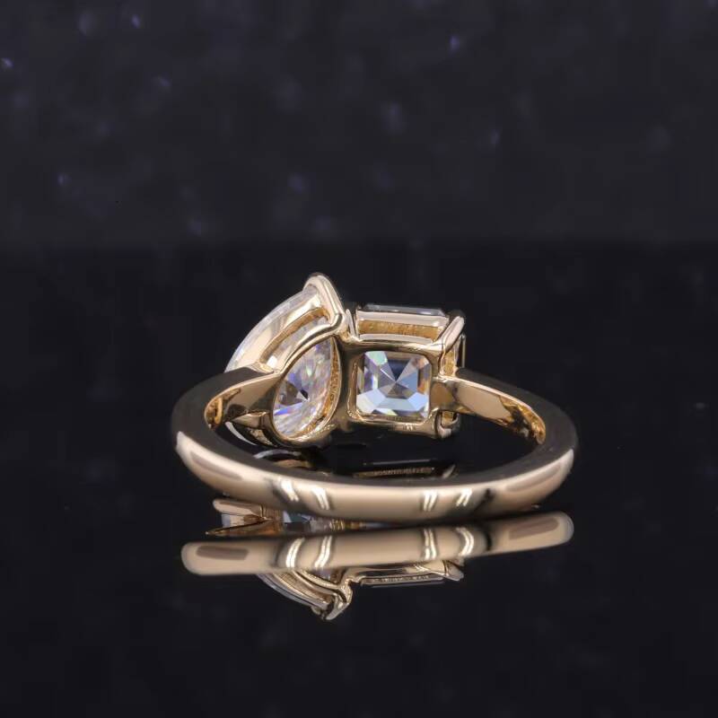 Starsgem 10K Solid Yellow Gold Toi Et Moi Ring Moissanite Two Stone Ring