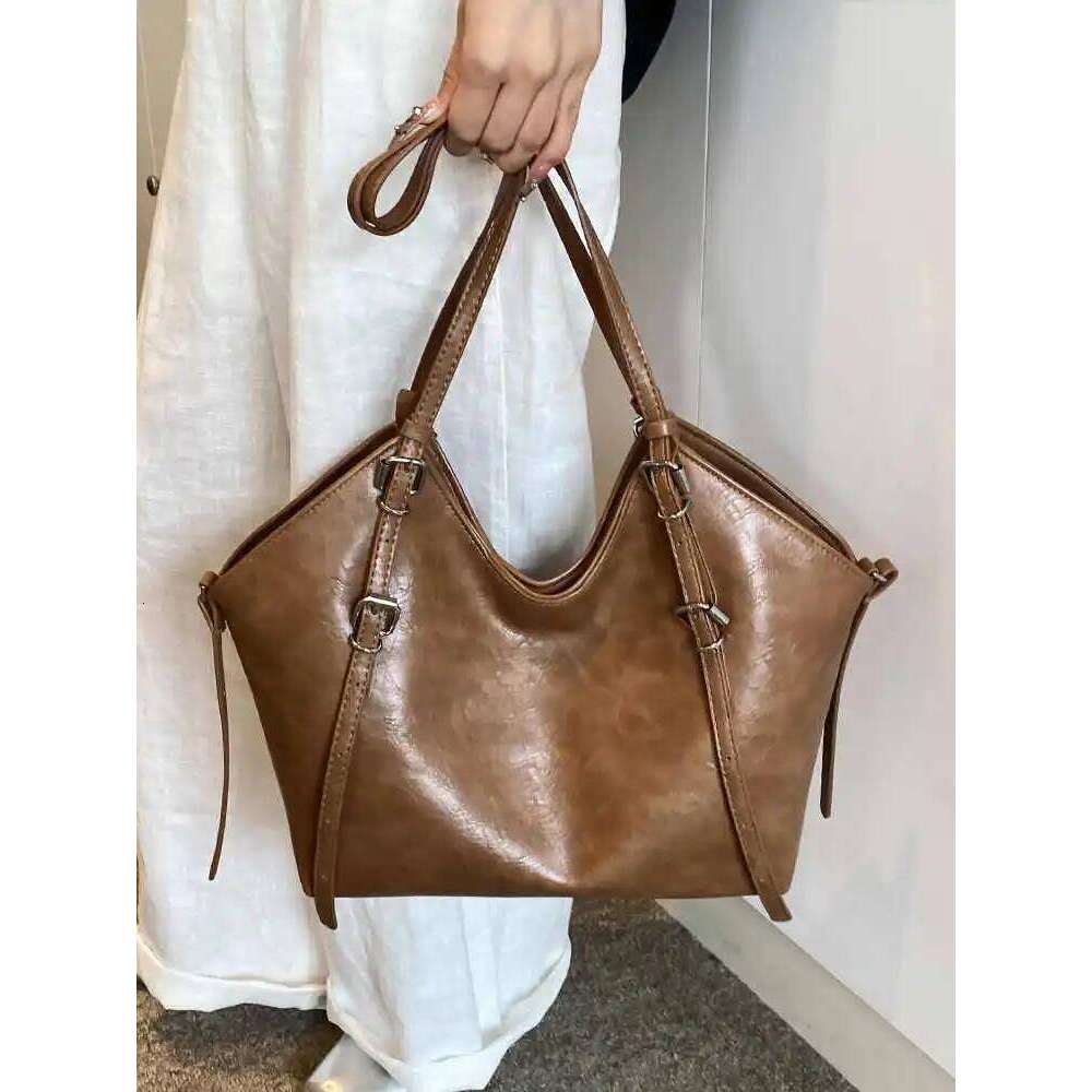 Textured PU Leather Casual Tote Bags Autumn Winter Vintage Large Capacity Commuter Shoulder Bag Lady Travel Handbags XJ260306