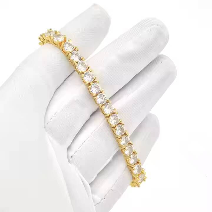 Wholesale VVS Moissanite Tennis Link Chain Bracelet New Design Chain Hip Hop Fine Jewelry for Men Women Girl