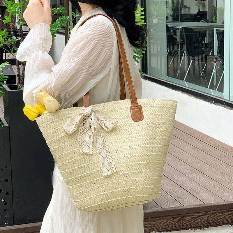 2025 Beach Vacation Leisure Handheld Shopping Straw Woven Bag Lace Decoration Hawaii Summer Hot Sale XJ260306