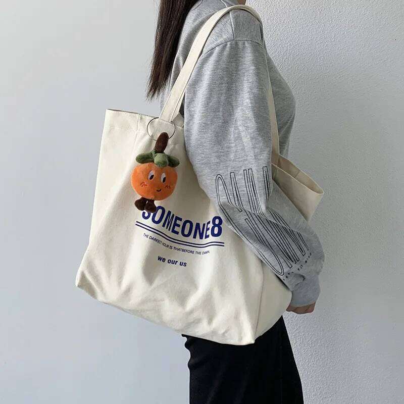 Letter ins Canvas Student Handbag Book Bags Large Capacity Shoulder Bag For Teen Men Women Shopping Work Computer XJ260306