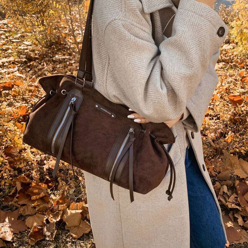 Autumn/Winter Suede Large Capacity Shoulder Crossbody Tote Bag XJ260306