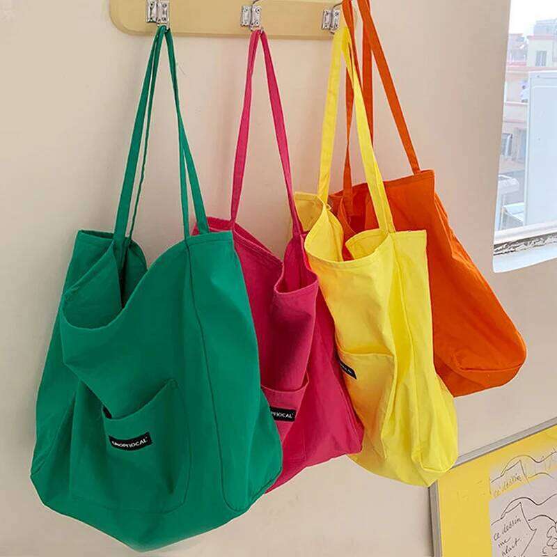 Korean style Canvas Tote Bags For Women Large Capacity Handbag Casual Shoulder Shopping Bag Gilr Purse XJ260306