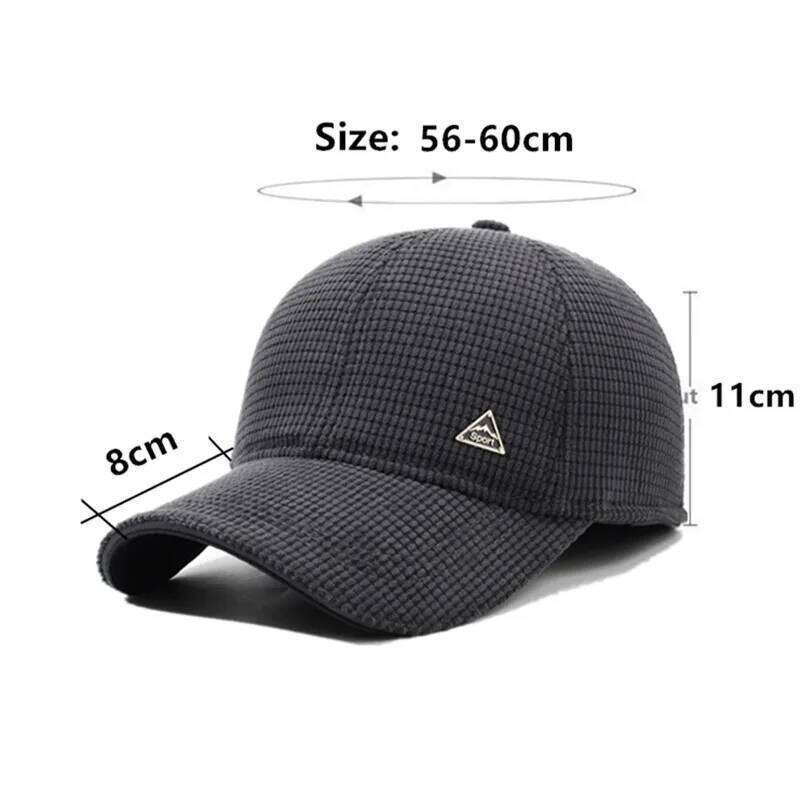 New Winter Fleece-lined Plush Thickened Warm Baseball Caps For Men Coldproof Earmuffs Hats Golf Cotton Hat Bone Snapback Cap Y260304