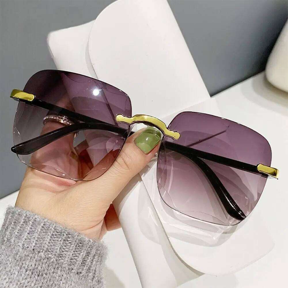 New UV400 Rimless Vintage Women Shades Gradient Sunglasses for Summer Z260306