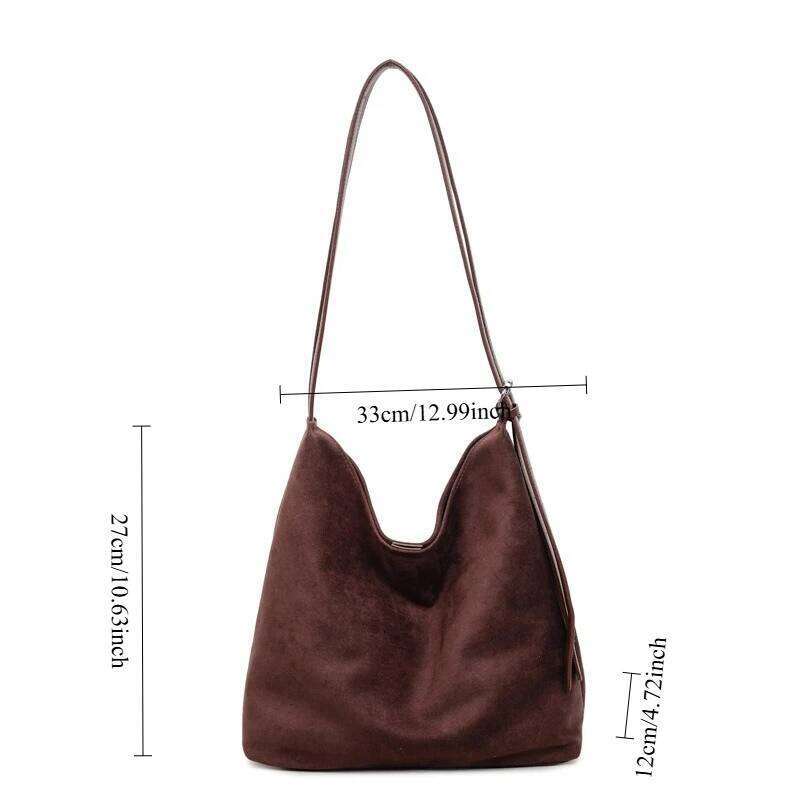 Fashionable Large Capacity Suede Shoulder Women Casual Retro Tote Handle Bag for Commute Texture and Versatile Storage Bags XJ260306