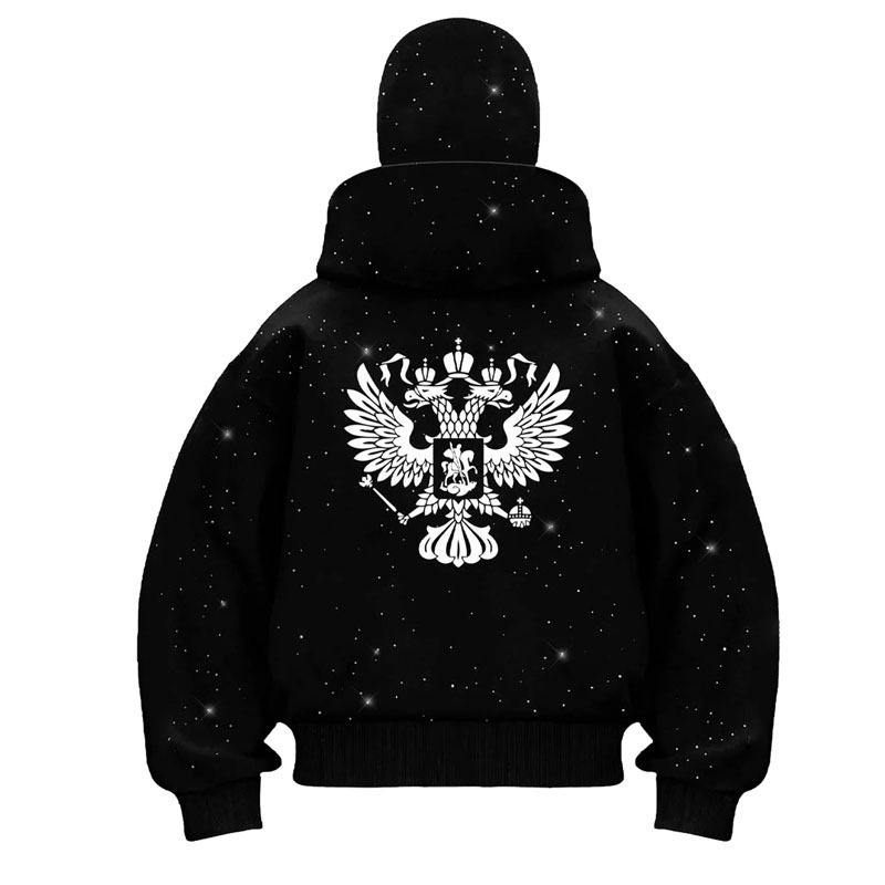 Autumn and winter hooded sweatshirt with ninja balaclava printed pattern double hood design Y2K style - view 4
