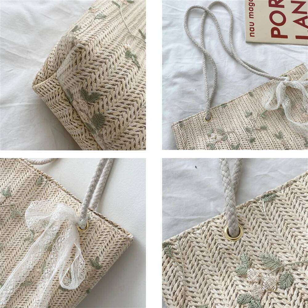 2024 New Summer Women Fashion Woven Handbags For Female All-Match Portable Bucket Bag Luxury Designer Handbag Picnic Bags XJ260306