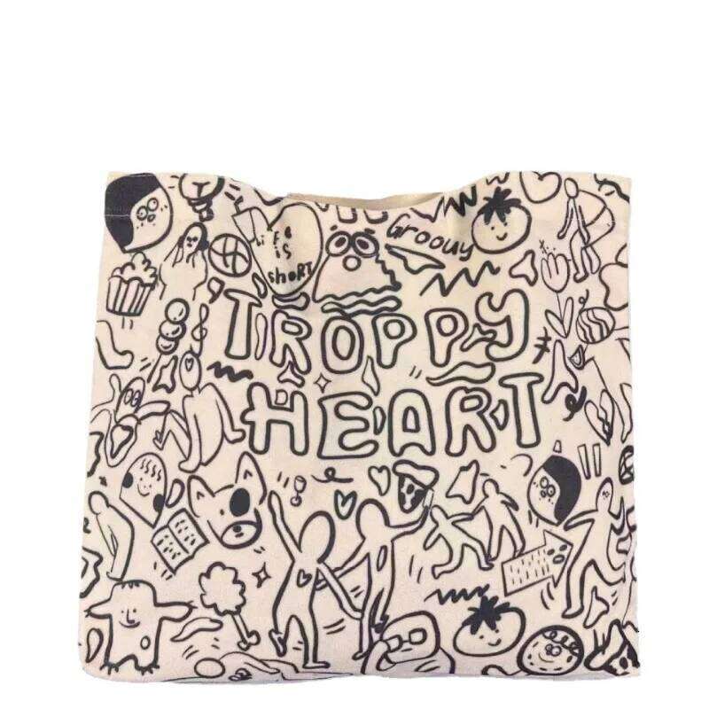 Korean Version of The Female College Students Cute Class Shoulder Bag Large Capacity Tote Graffiti Canvas Backpack XJ260306