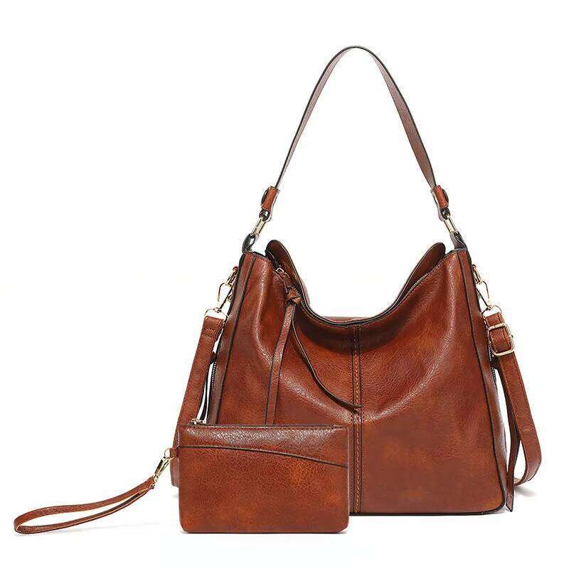 Women Tote Fashion Underarm Large Capacity Soft Pu Leather Shoulder Retro Crossbody Bag Casual Portable Bucket Bags XJ260306