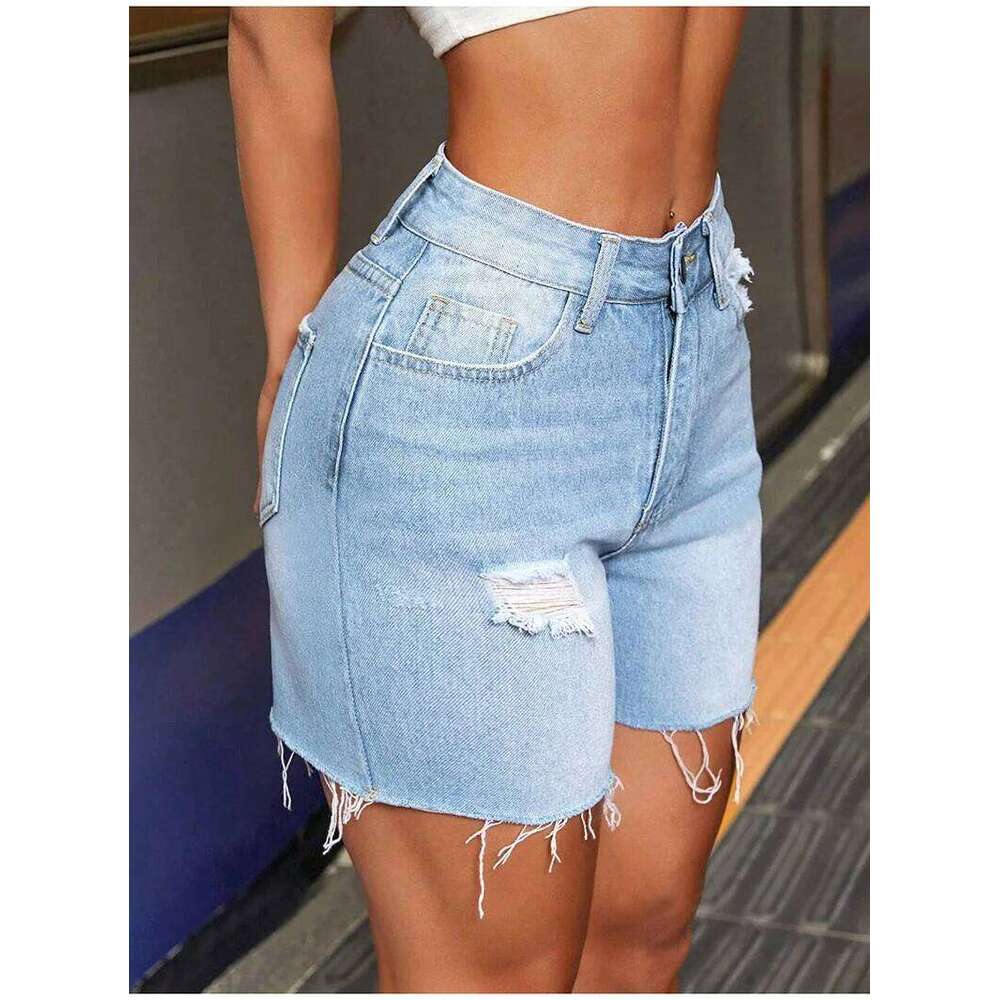 2025 Spring New High Waist Ripped Denim For Women Fashion Stretch Slim Fit Sexy Jeans Shorts Hot Girls Clothing XJ260306