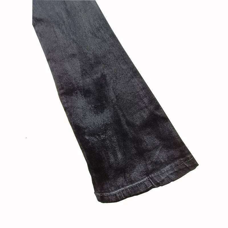 Owen Seak Mens Oil wax Jeans Classic Denim Gothic Coated Casual Flared Trousers High Street Solid Designer Pants H260306
