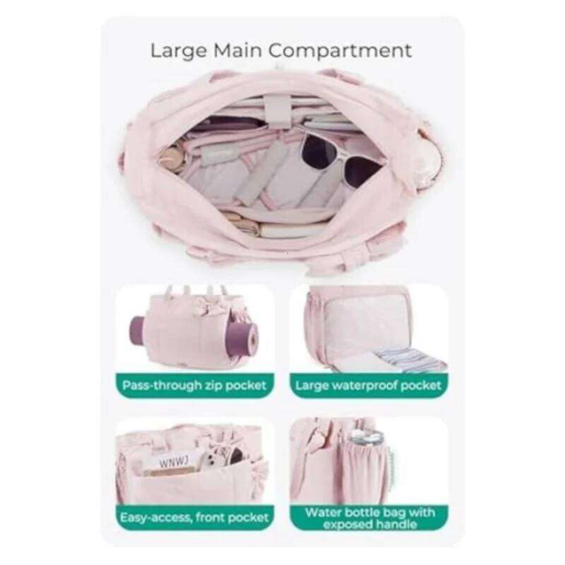 Padded Tote Bag,Large Capacity Women Bow Crossbody Shoulder Bag,Student Commuter Yoga Gym Travel Messenger Bag,Versatile Handbag XJ260306