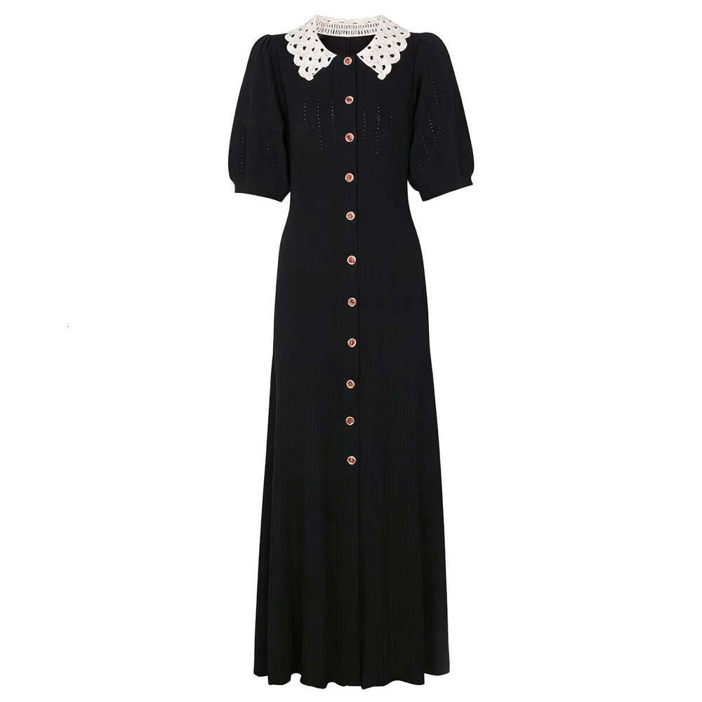 2026 Spring/Summer French New Lantern Sleeve Knitted Dress Online Popular Slim Fit with Embroidered Collar
