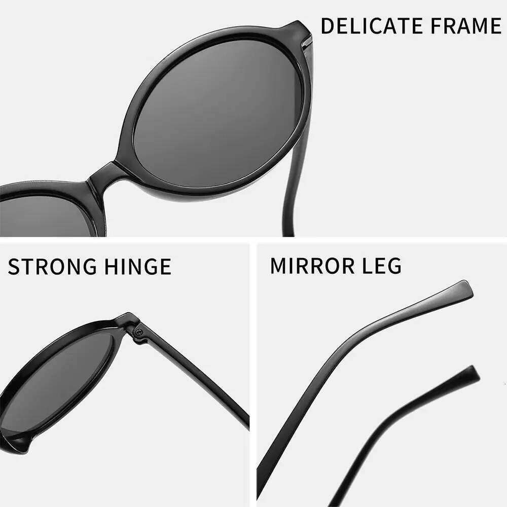 Fashion Frame Small Round Plastics UV400 Protection Eyeglasses Travel Oval Sunglasses for Men Women Z260306