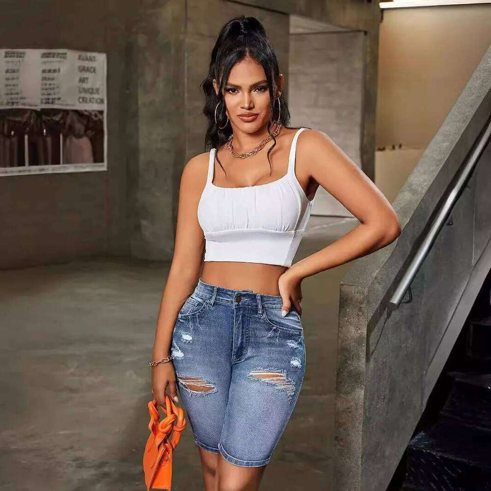 NewJeans Shorts Women Denims Hole Slim Fit Washed Distressed Pockets Casual Ladies Sheath Short Pants Streetwear 2026 XJ260306