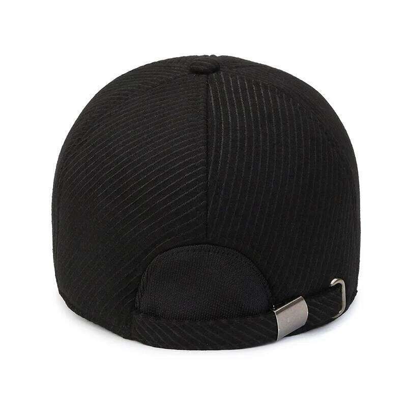 FS Black Winter Baseball Cap With Earflaps Plus Plush Warm Women Hats Cotton Outdoor Windproof Golf Hat For Men Casquette Homme Y260304